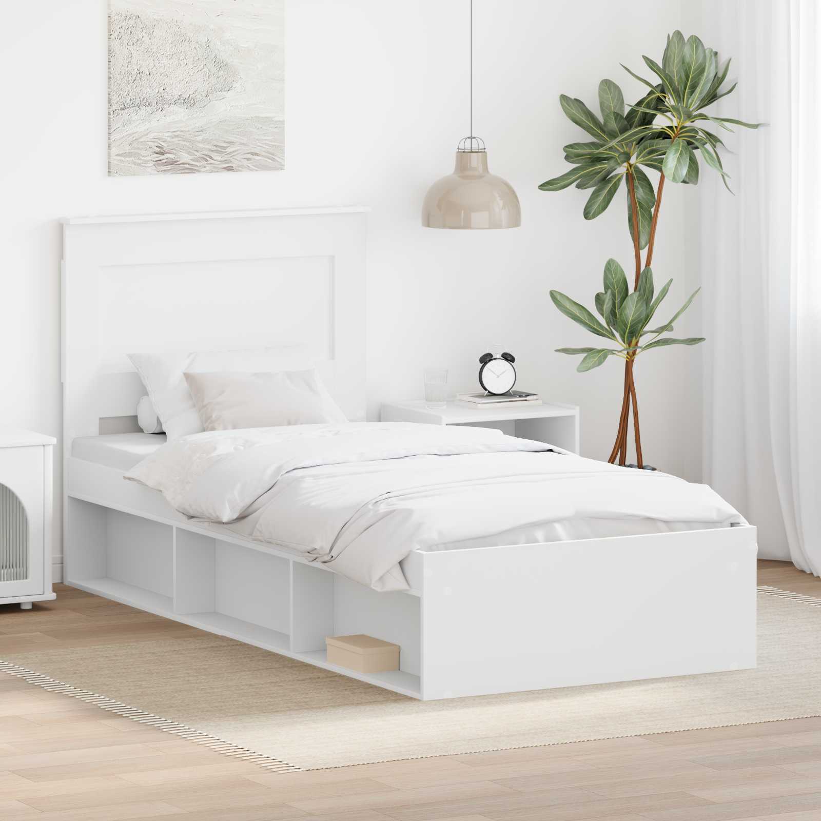 Estrutura de cama 100 x 200 cm Madeira de pinho maciço