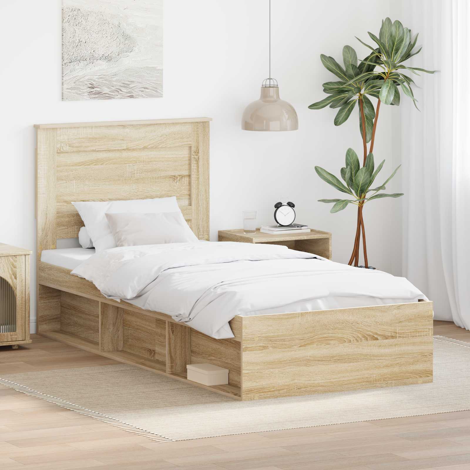 Estrutura de cama 100 x 200 cm Madeira de pinho maciço
