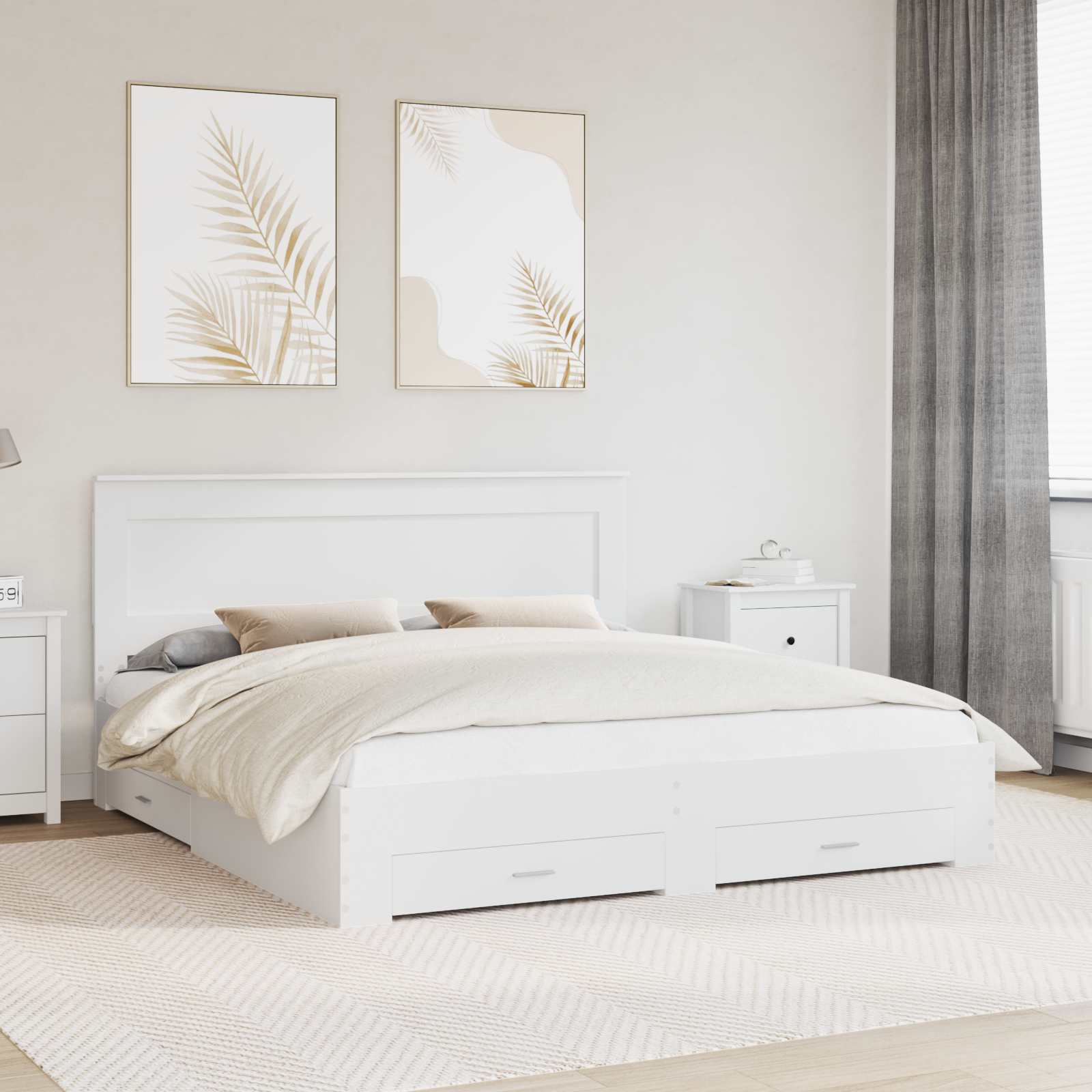 Estrutura de Cama com Cabeceira Cinzento Betão 120 x 200 cm