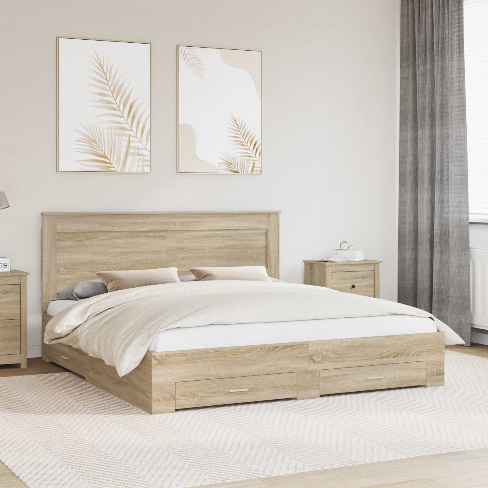 Estrutura de Cama com Cabeceira Cinzento Betão 120 x 200 cm