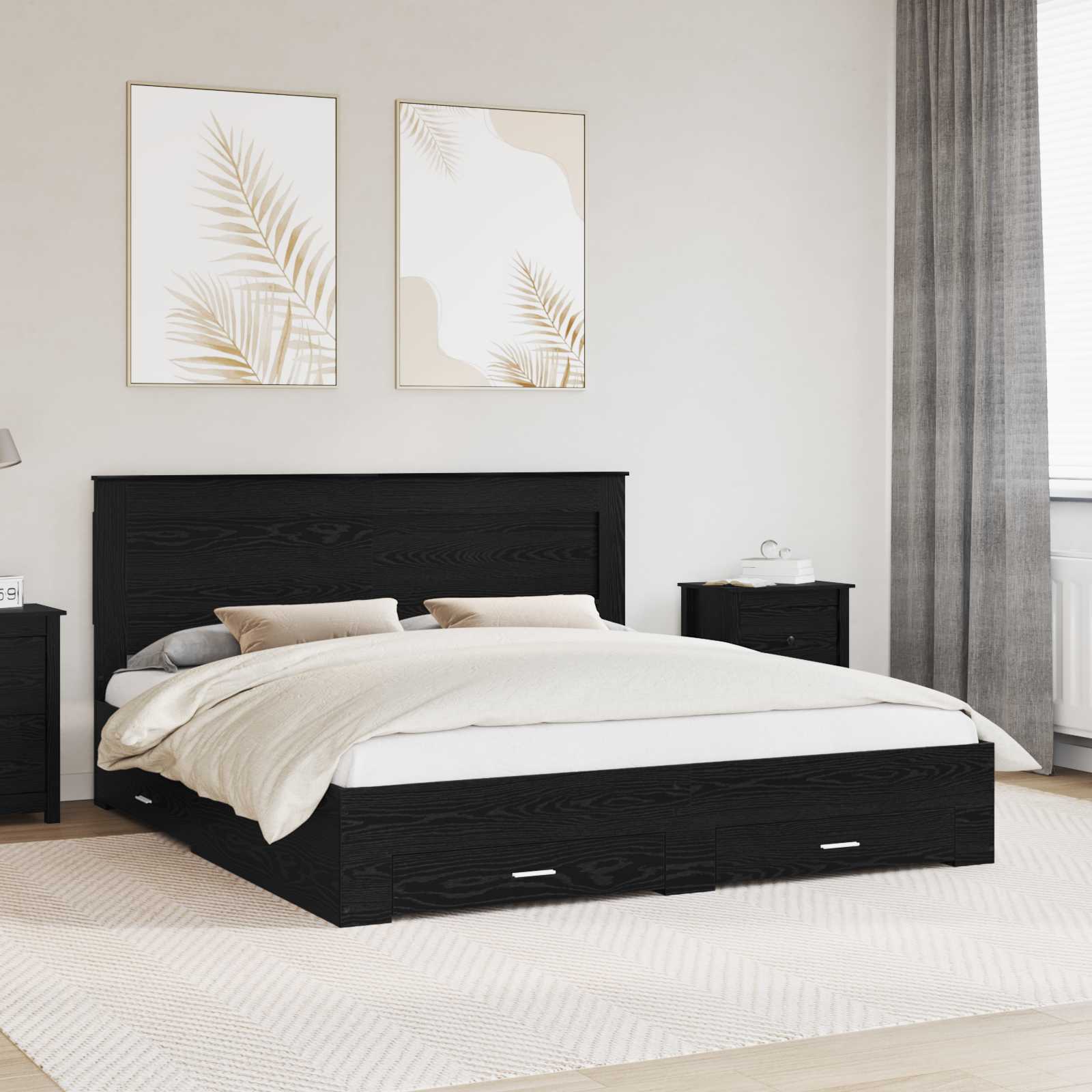 Estrutura de Cama com Cabeceira Cinzento Betão 120 x 200 cm