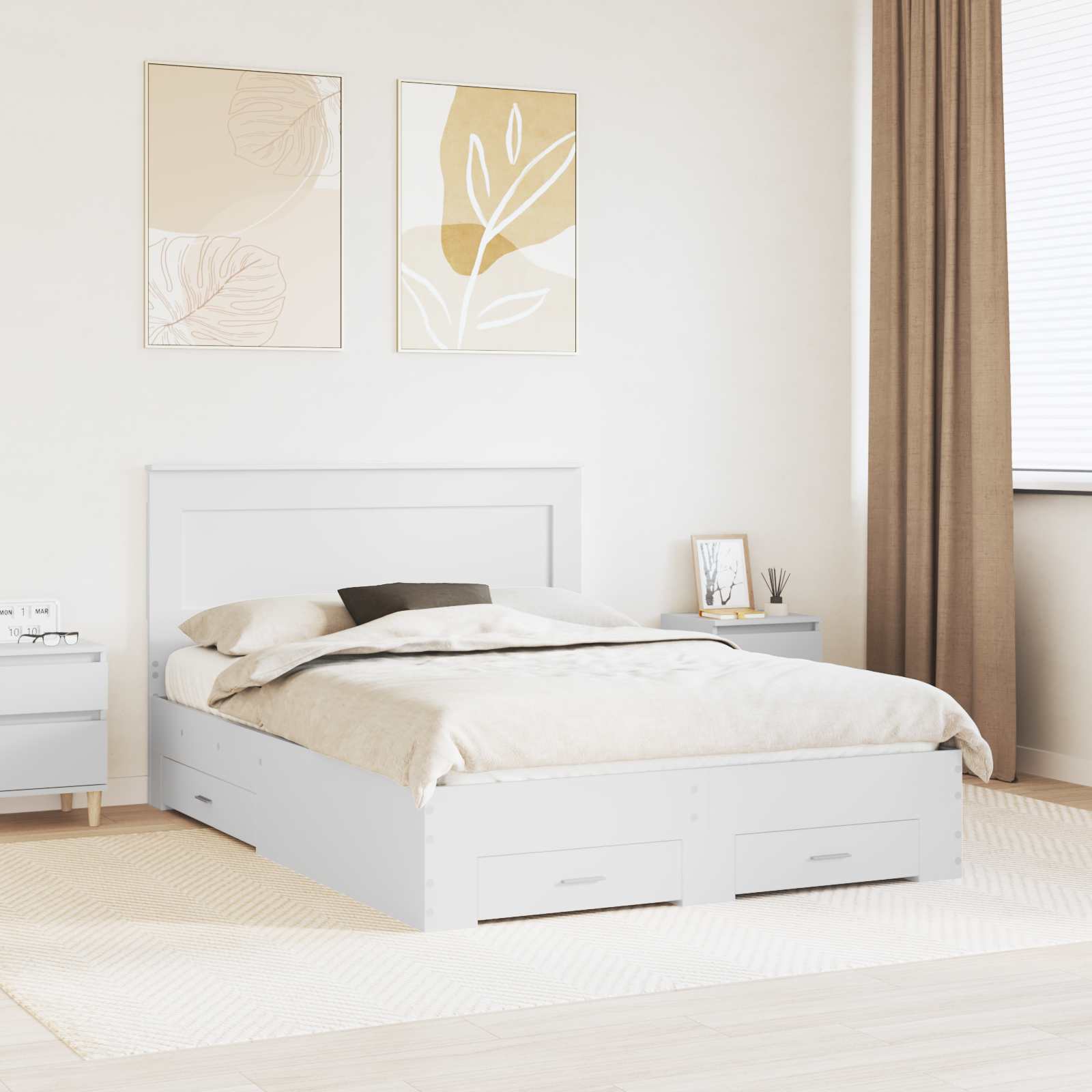 Estrutura de Cama com Cabeceira Cinzento Betão 120 x 200 cm