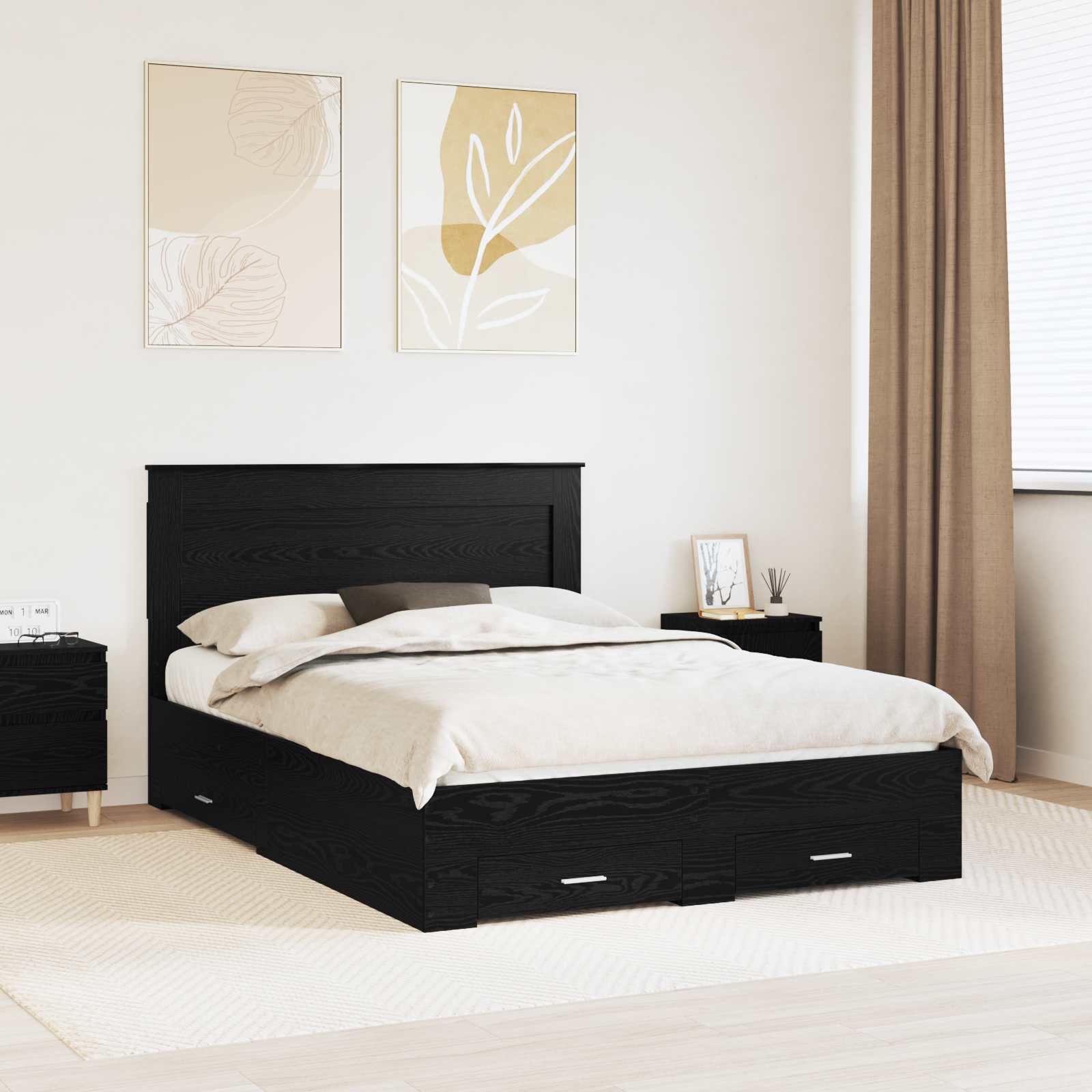 Estrutura de Cama com Cabeceira Cinzento Betão 120 x 200 cm