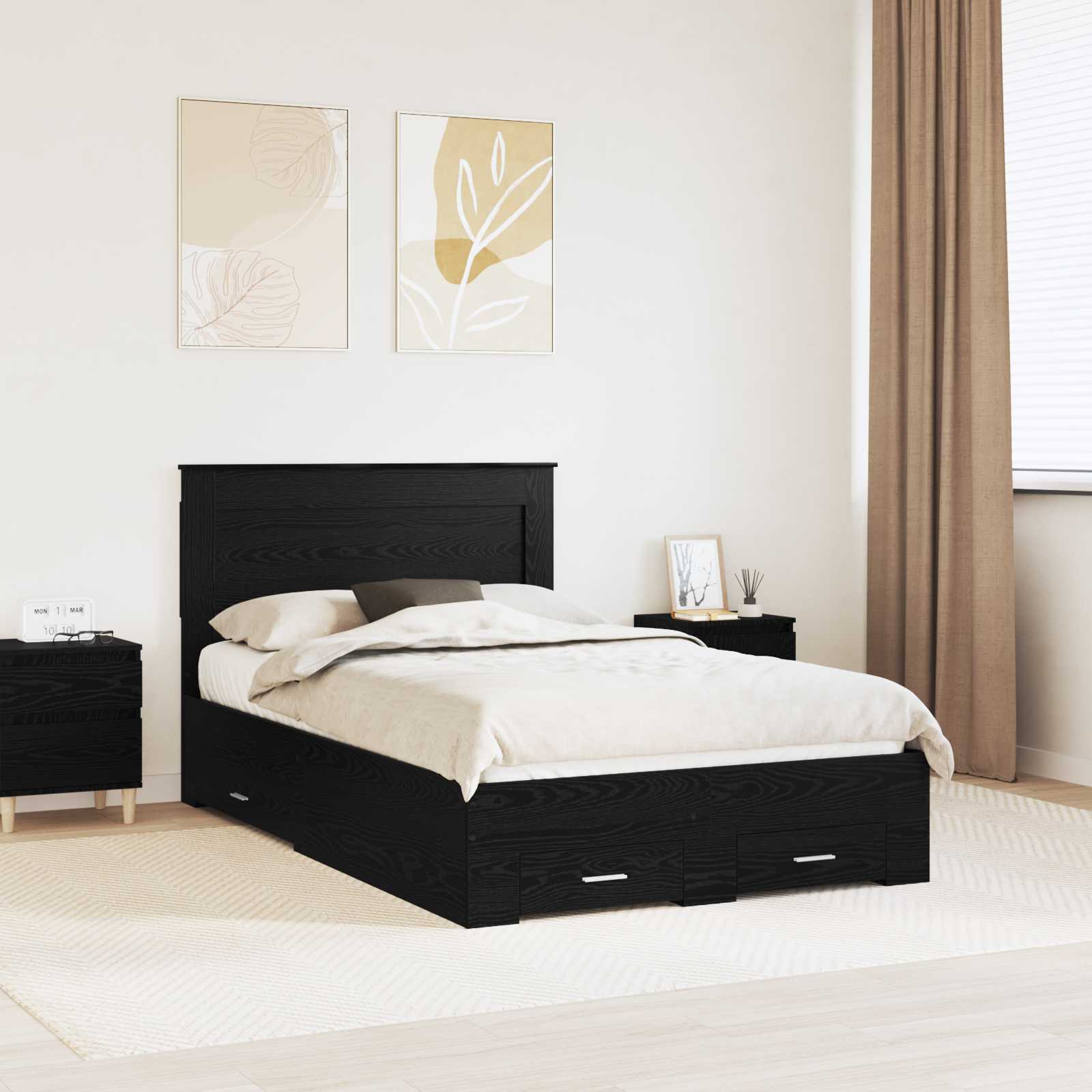 Estrutura de Cama com Cabeceira Cinzento Betão 120 x 200 cm