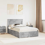 Estructura de cama con cabecera Gris Concreto 120 x 200 cm