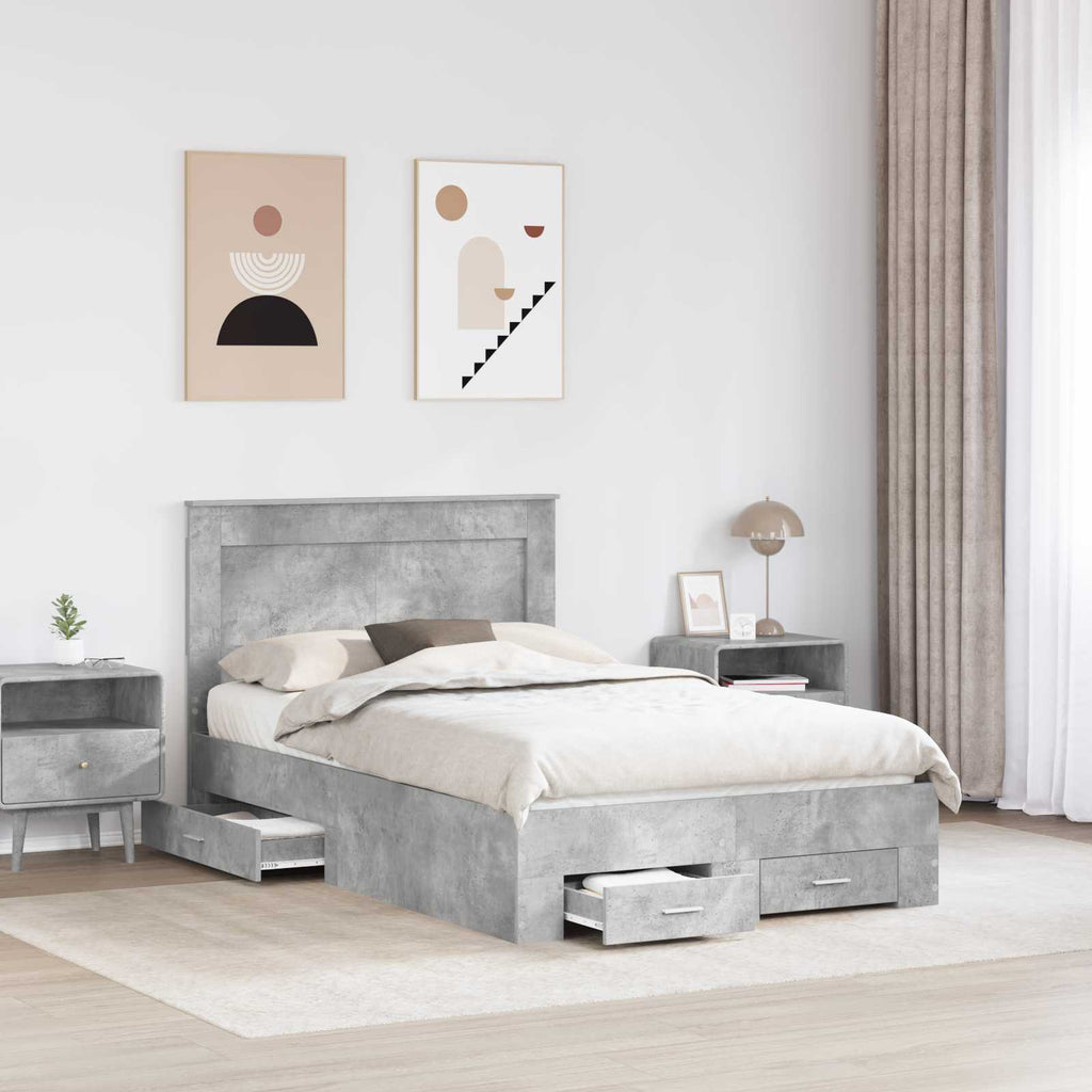 Estructura de cama con cabecera Gris Concreto 120 x 200 cm