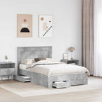 Estructura de cama con cabecera Gris Concreto 120 x 200 cm