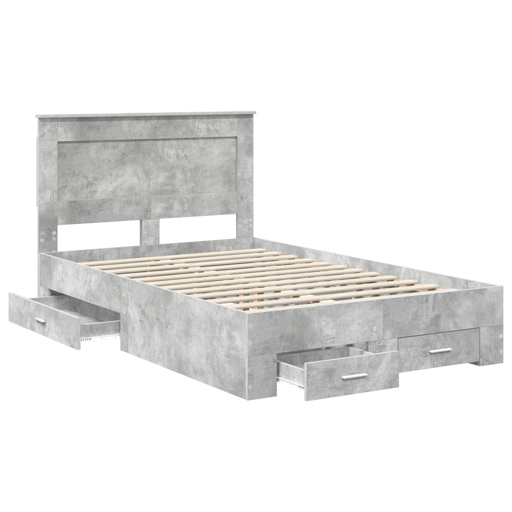 Estructura de cama con cabecera Gris Concreto 120 x 200 cm