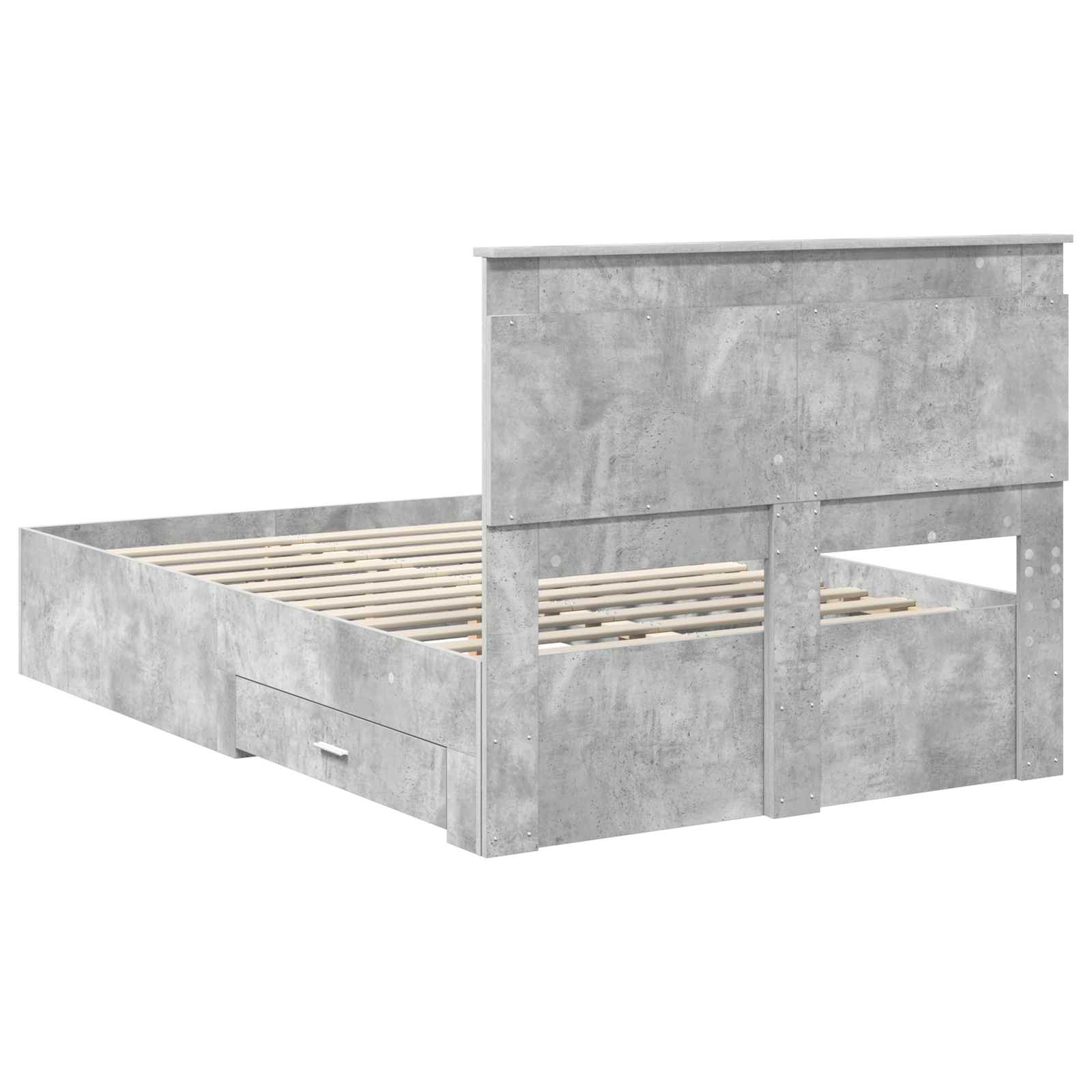 Estructura de cama con cabecera Gris Concreto 120 x 200 cm
