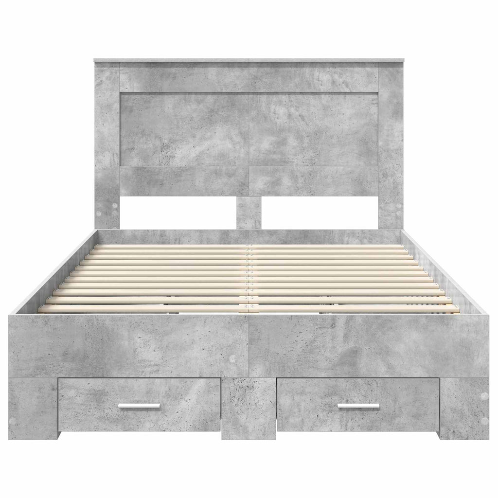 Estructura de cama con cabecera Gris Concreto 120 x 200 cm