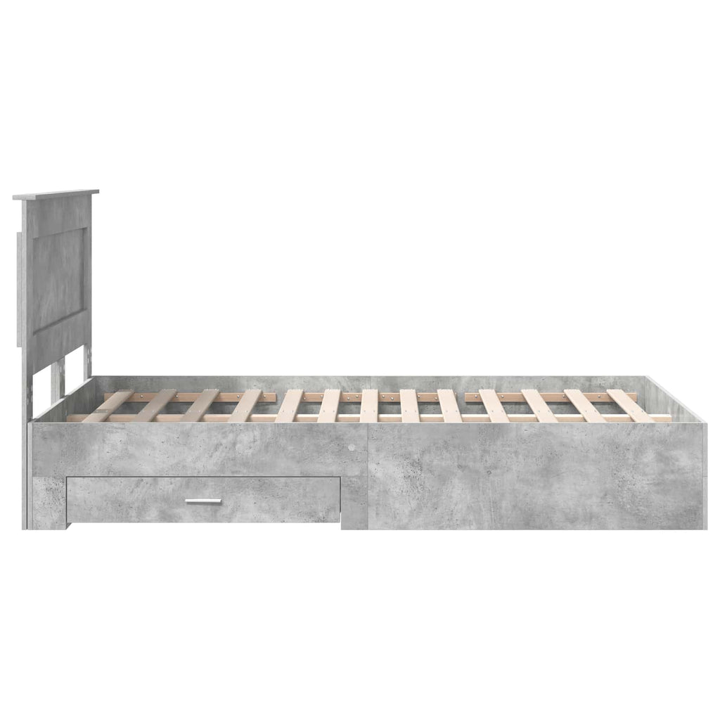 Estructura de cama con cabecera Gris Concreto 120 x 200 cm