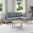 Juego de muebles de salón con cojín 4 pcs Gris Claro Tela