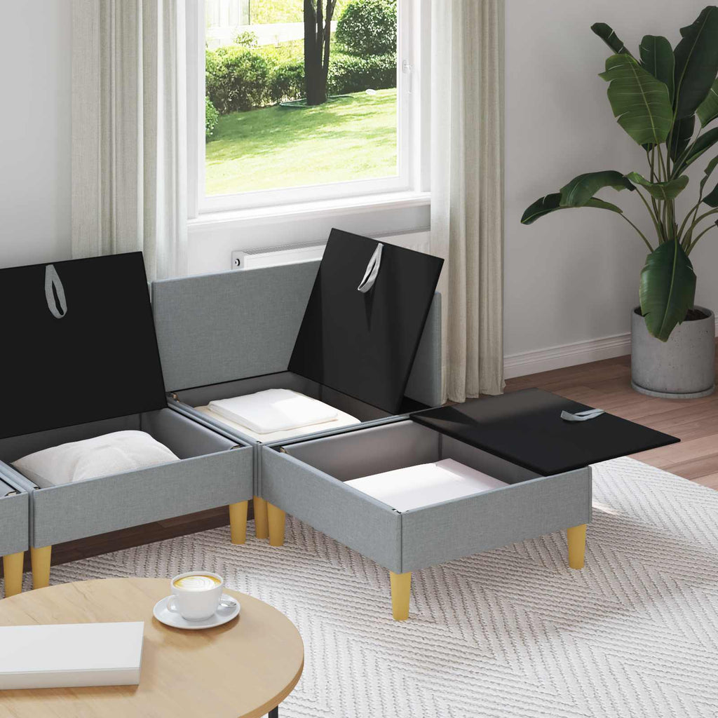 Juego de muebles de salón con cojín 4 pcs Gris Claro Tela