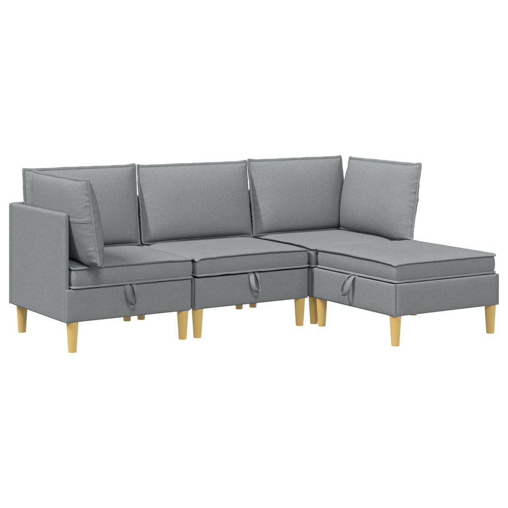 Juego de muebles de salón con cojín 4 pcs Gris Claro Tela