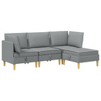 Juego de muebles de salón con cojín 4 pcs Gris Claro Tela