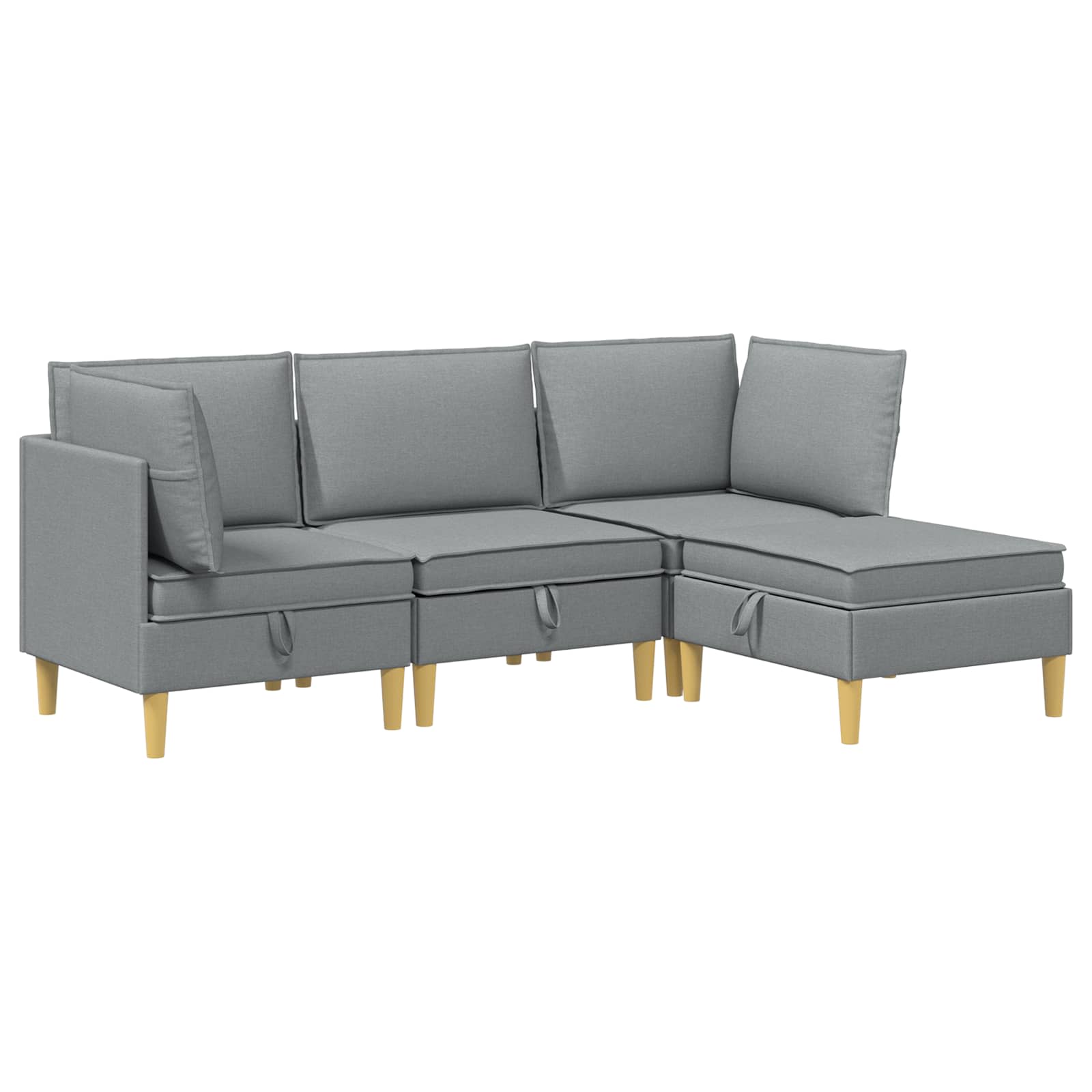 Juego de muebles de salón con cojín 4 pcs Gris Claro Tela