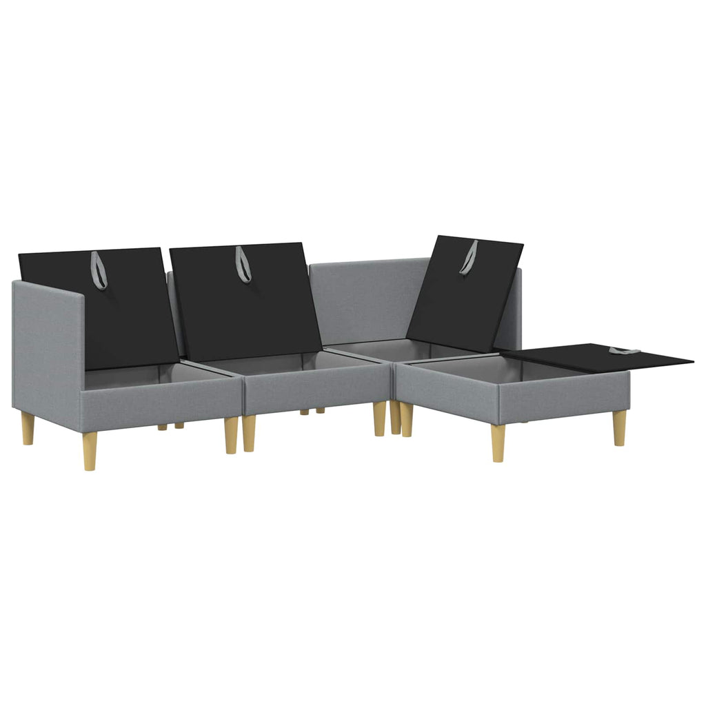 Juego de muebles de salón con cojín 4 pcs Gris Claro Tela