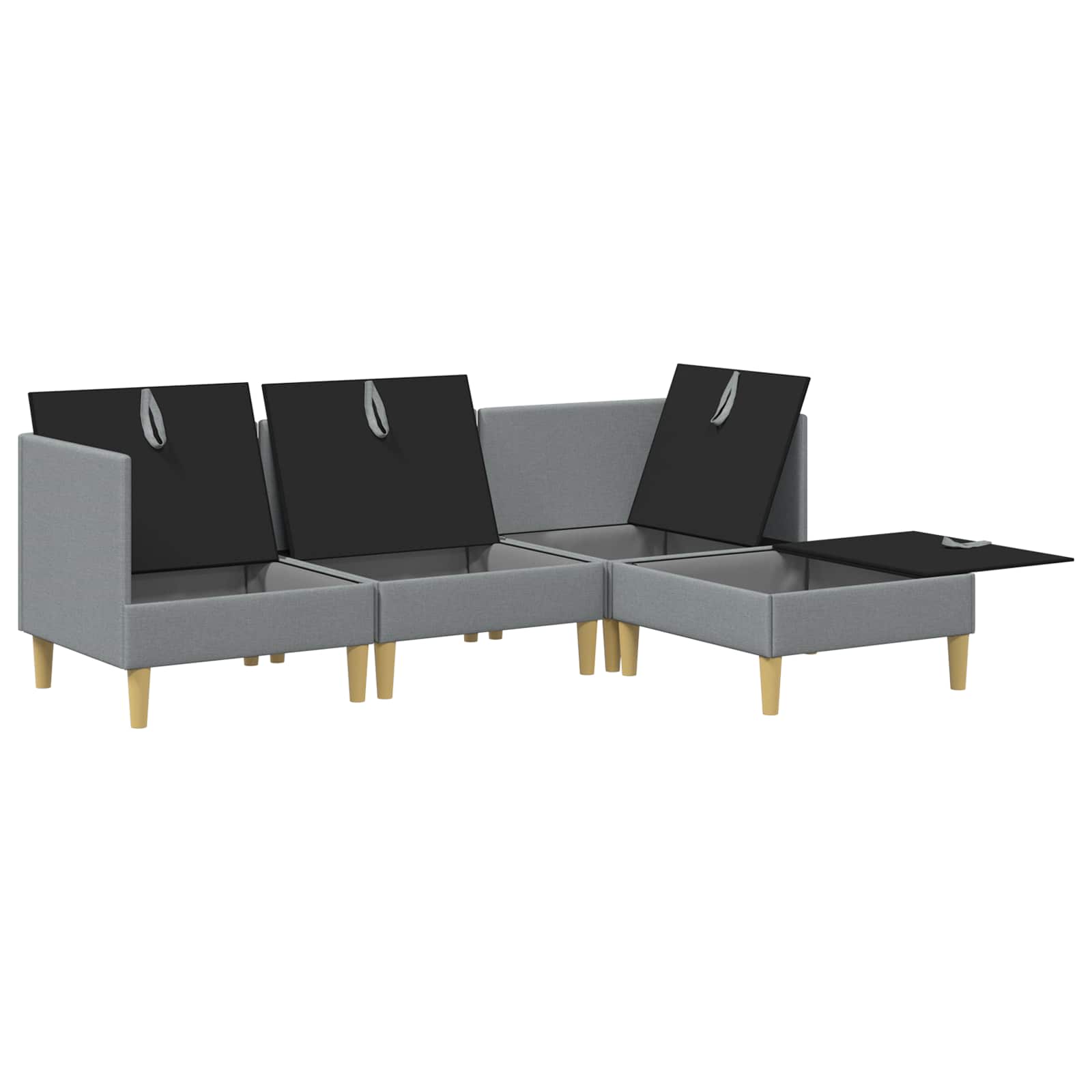 Juego de muebles de salón con cojín 4 pcs Gris Claro Tela