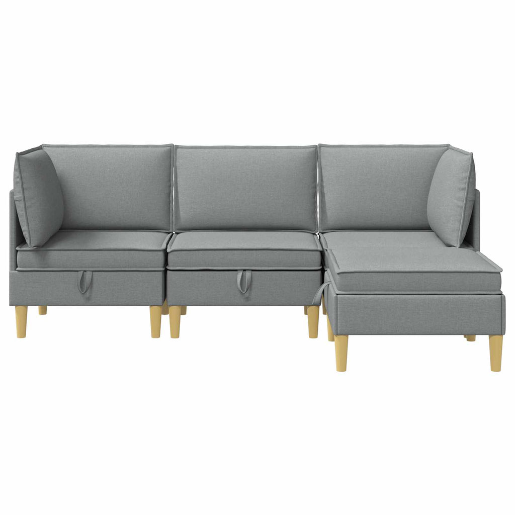 Juego de muebles de salón con cojín 4 pcs Gris Claro Tela