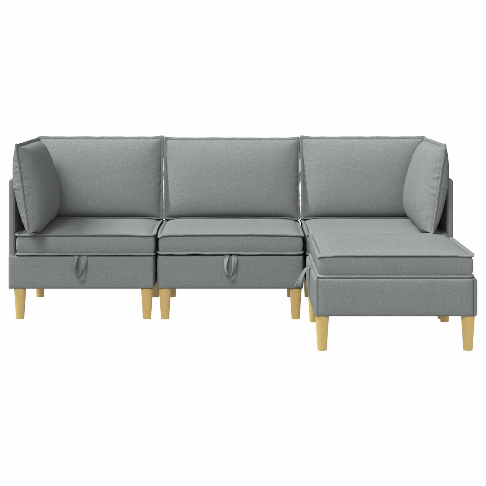 Juego de muebles de salón con cojín 4 pcs Gris Claro Tela