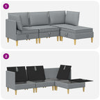 Juego de muebles de salón con cojín 4 pcs Gris Claro Tela