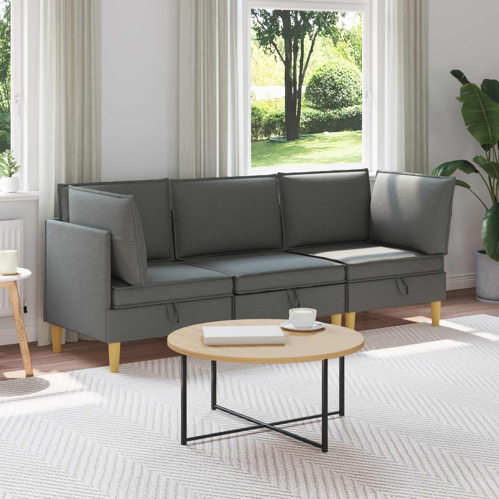 4-Piece Light Gray Fabric Patio Conversation Set with Cushions