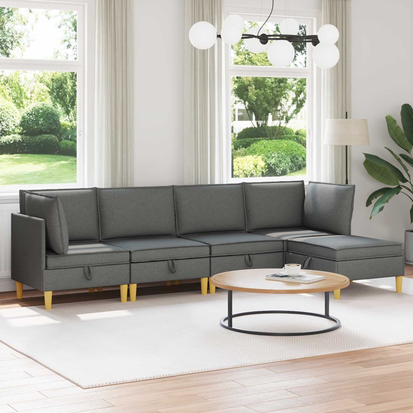 4-Piece Light Gray Fabric Patio Conversation Set with Cushions