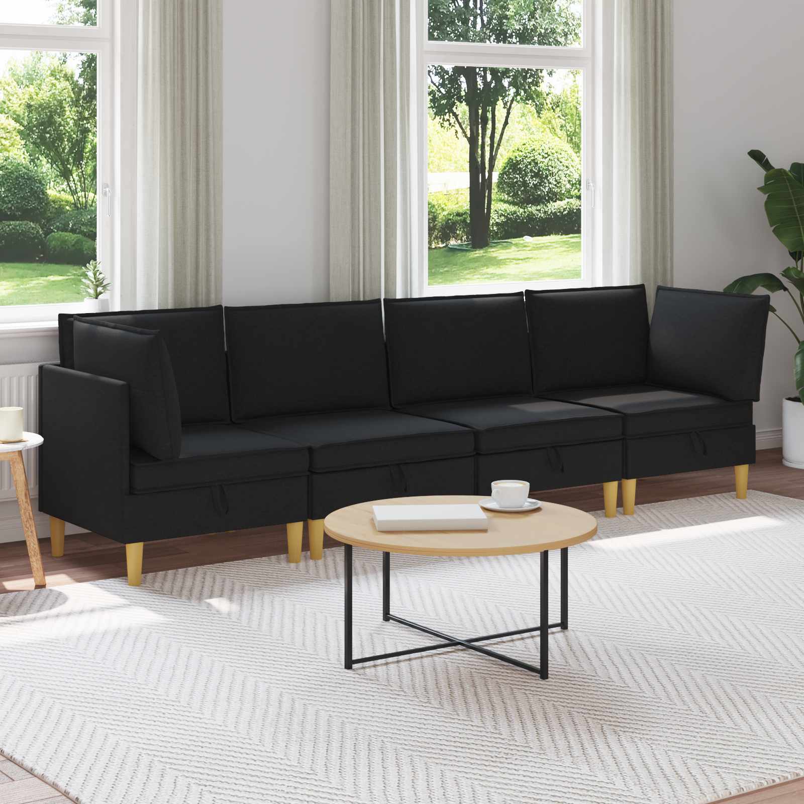4-Piece Light Gray Fabric Patio Conversation Set with Cushions
