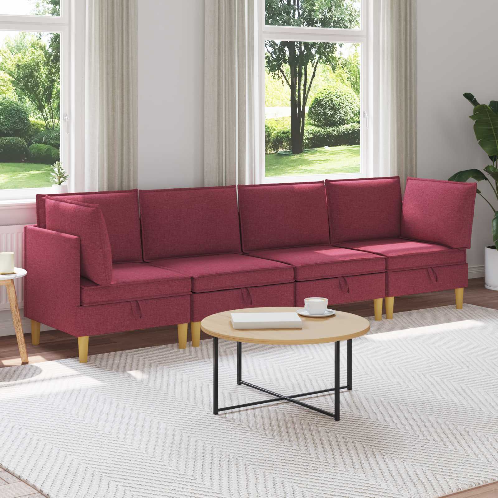 4-Piece Light Gray Fabric Patio Conversation Set with Cushions