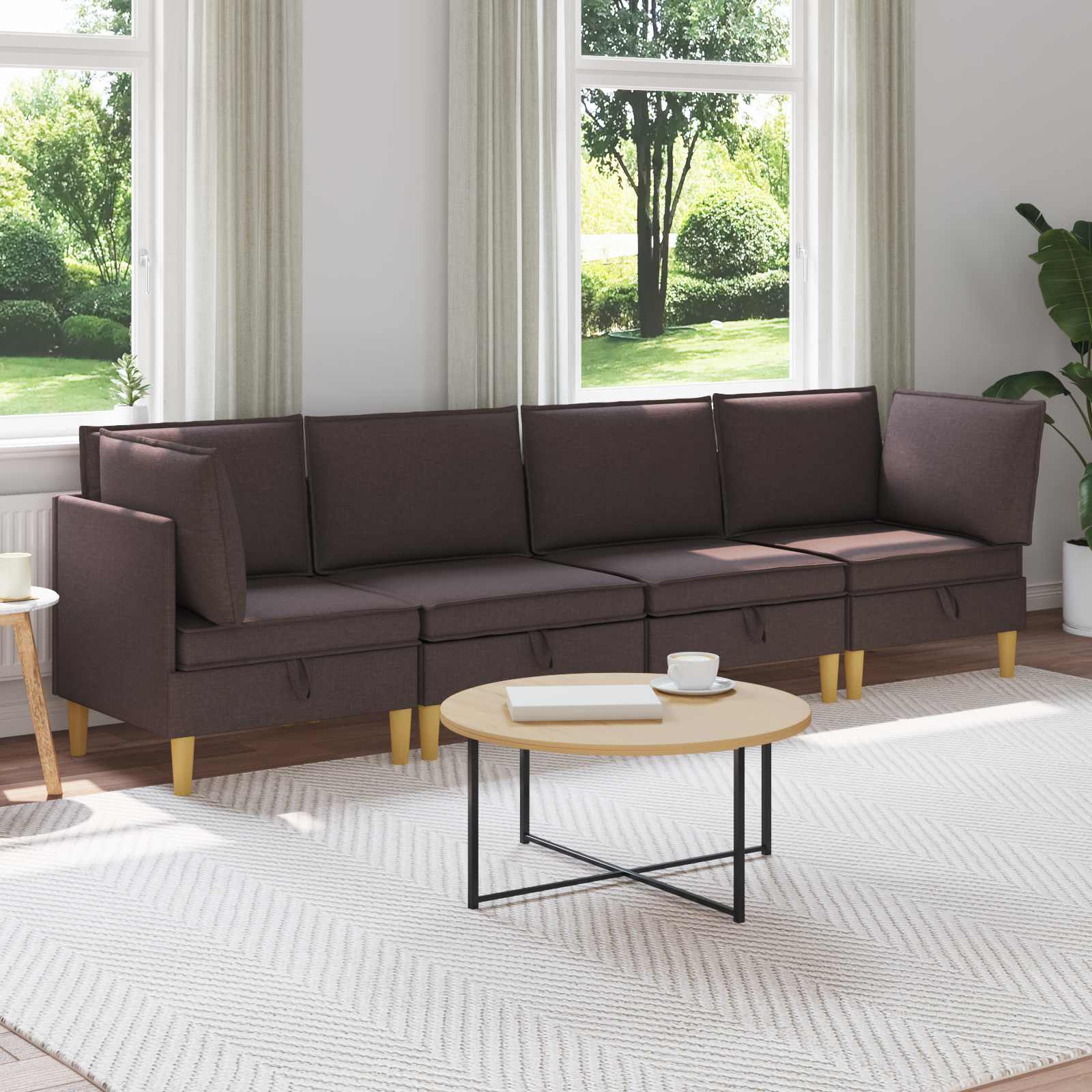 4-Piece Light Gray Fabric Patio Conversation Set with Cushions
