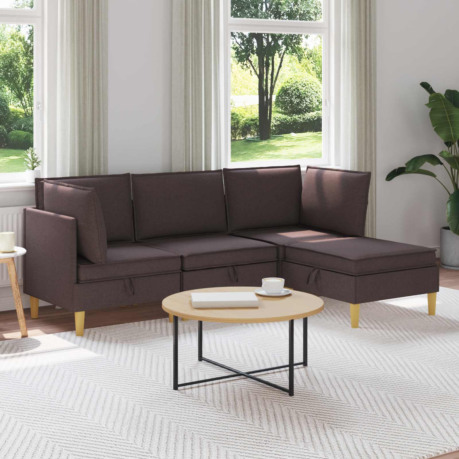 4-Piece Light Gray Fabric Patio Conversation Set with Cushions