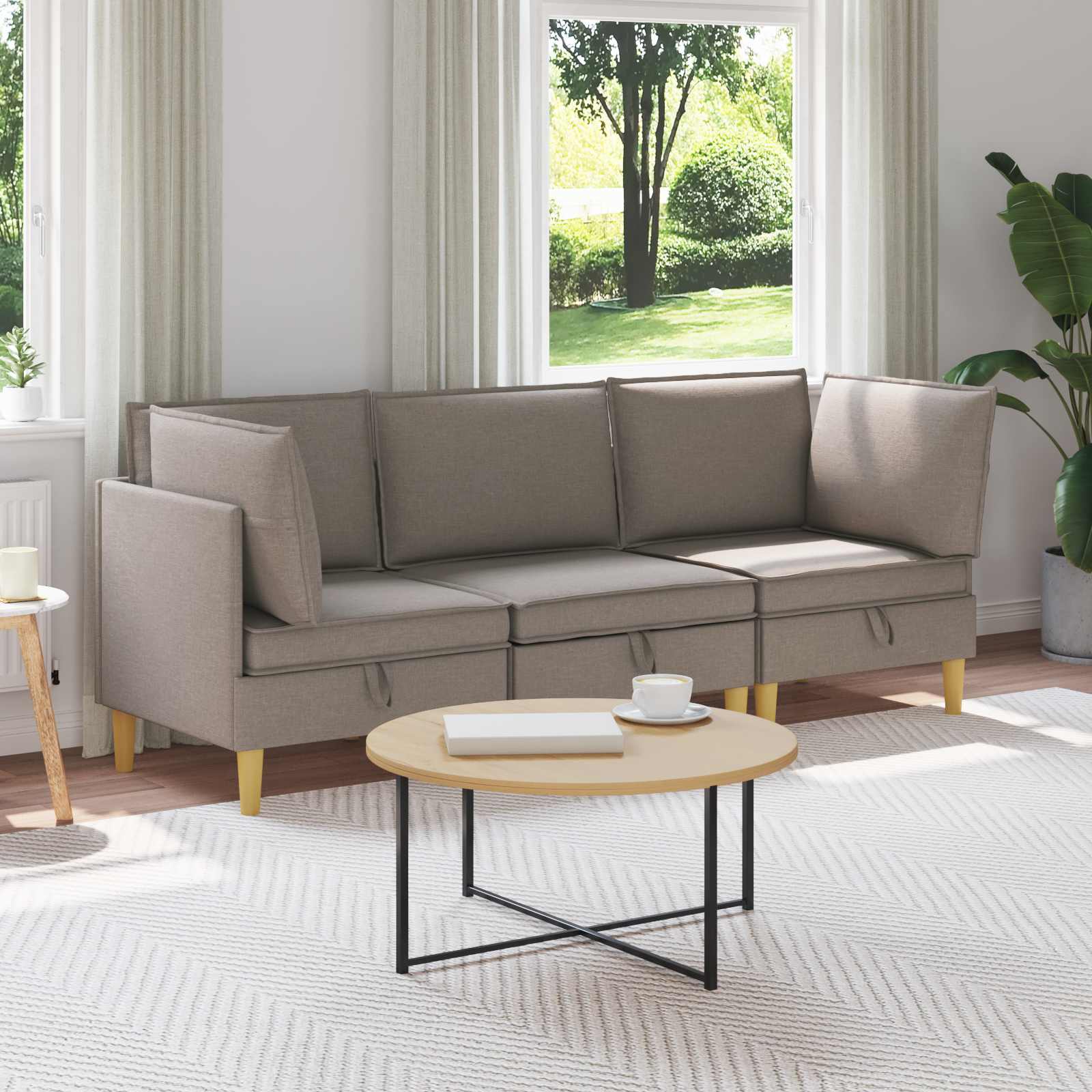 4-Piece Light Gray Fabric Patio Conversation Set with Cushions