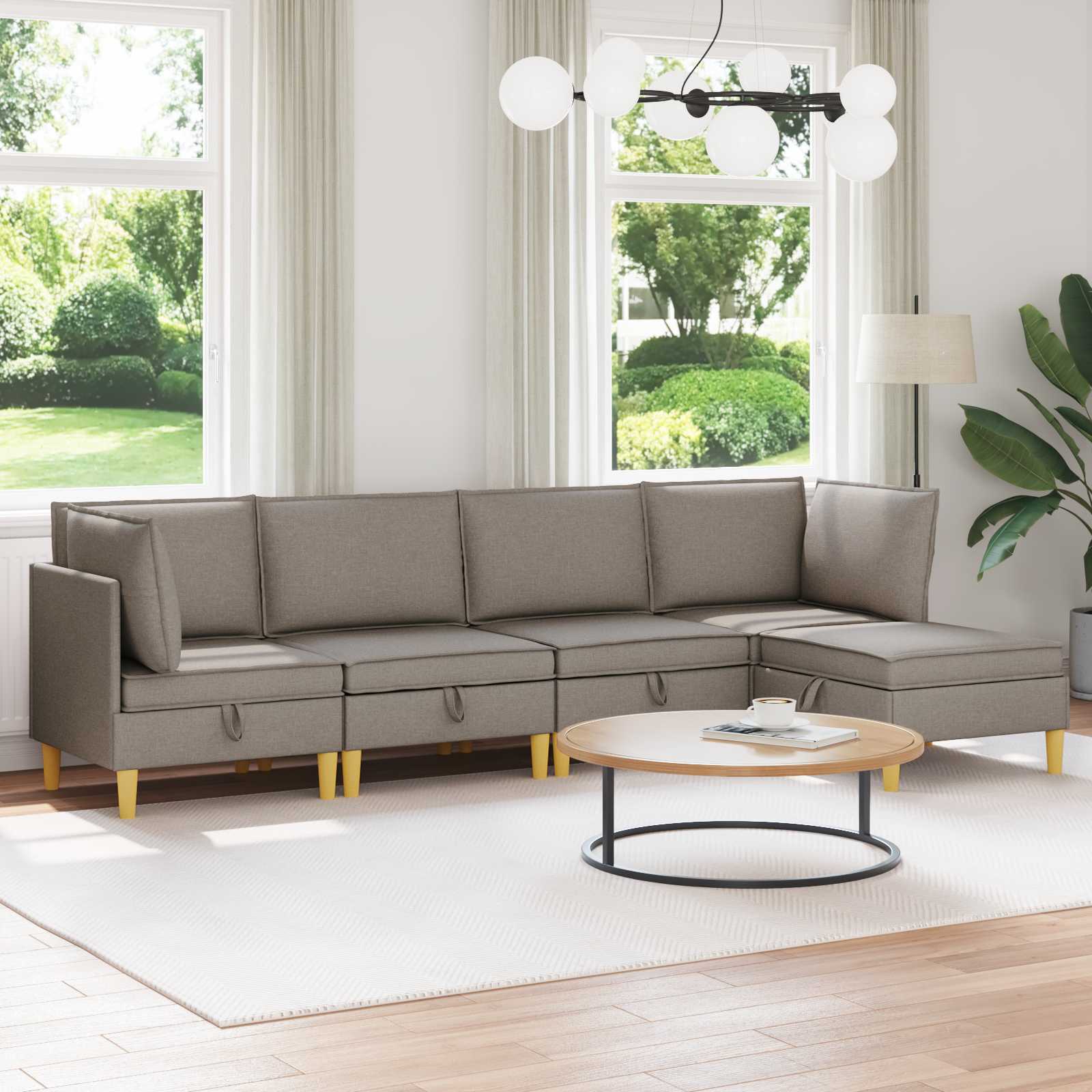 4-Piece Light Gray Fabric Patio Conversation Set with Cushions