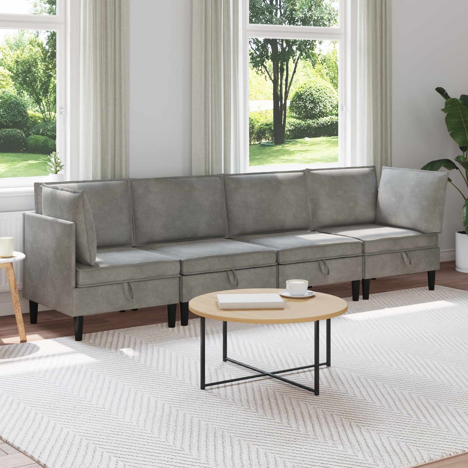 Conjunto de móveis de sala 3 peças Cinzento-escuro Veludo