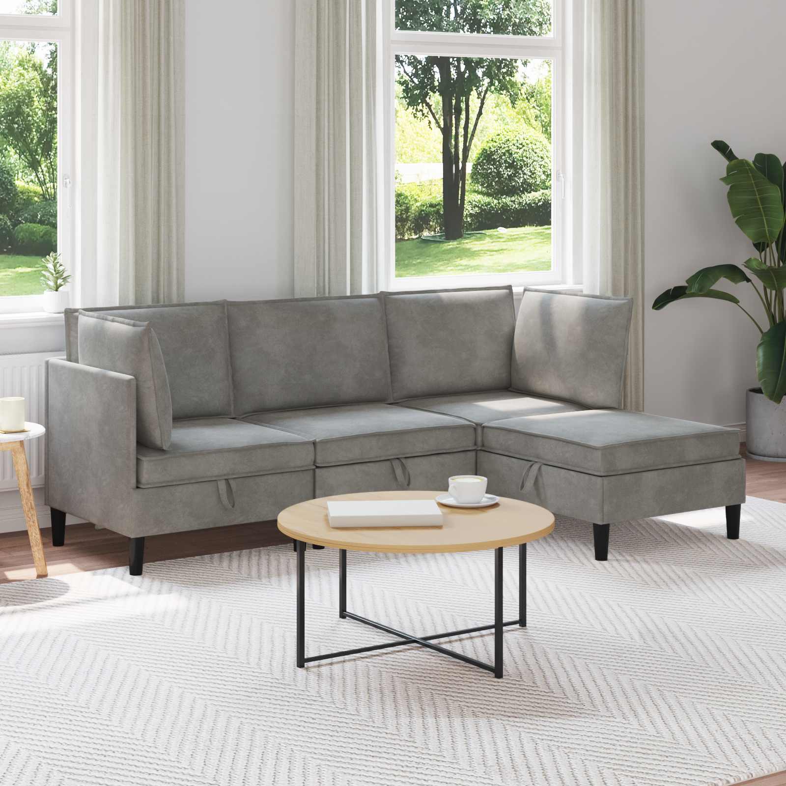 Conjunto de móveis de sala 3 peças Cinzento-escuro Veludo