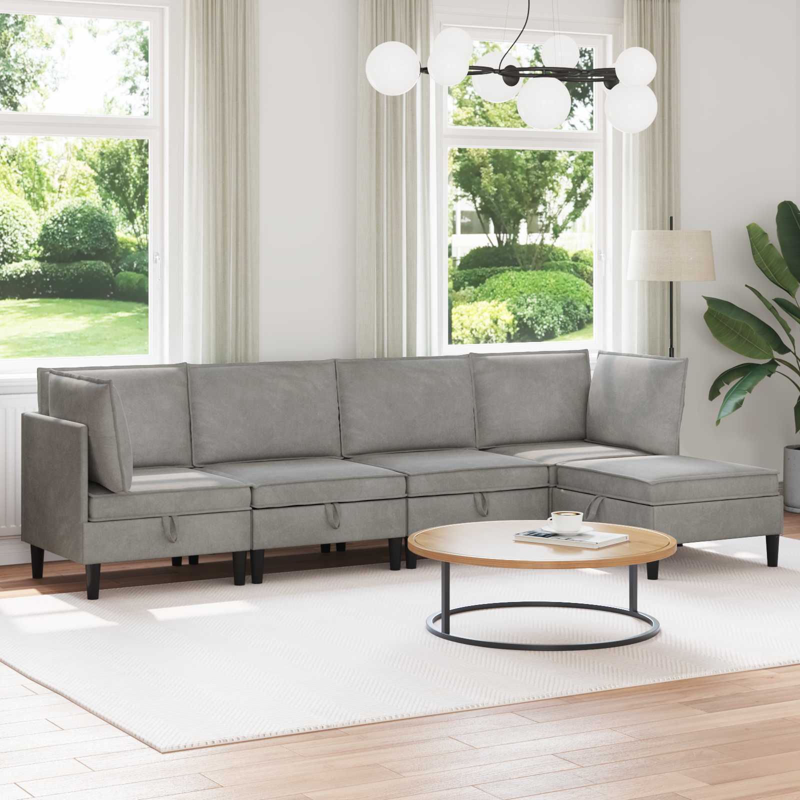 Conjunto de móveis de sala 3 peças Cinzento-escuro Veludo