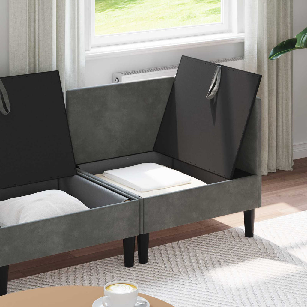 Juego de muebles de salón 3 pcs Gris oscuro Terciopelo