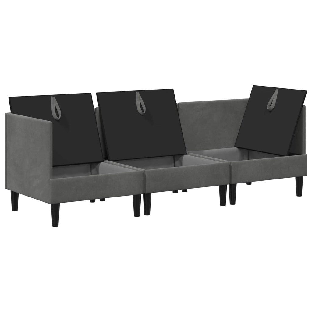Juego de muebles de salón 3 pcs Gris oscuro Terciopelo