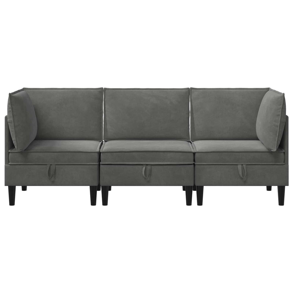 Juego de muebles de salón 3 pcs Gris oscuro Terciopelo