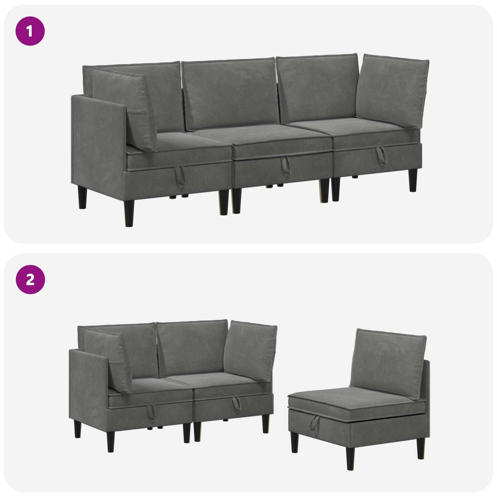 Juego de muebles de salón 3 pcs Gris oscuro Terciopelo