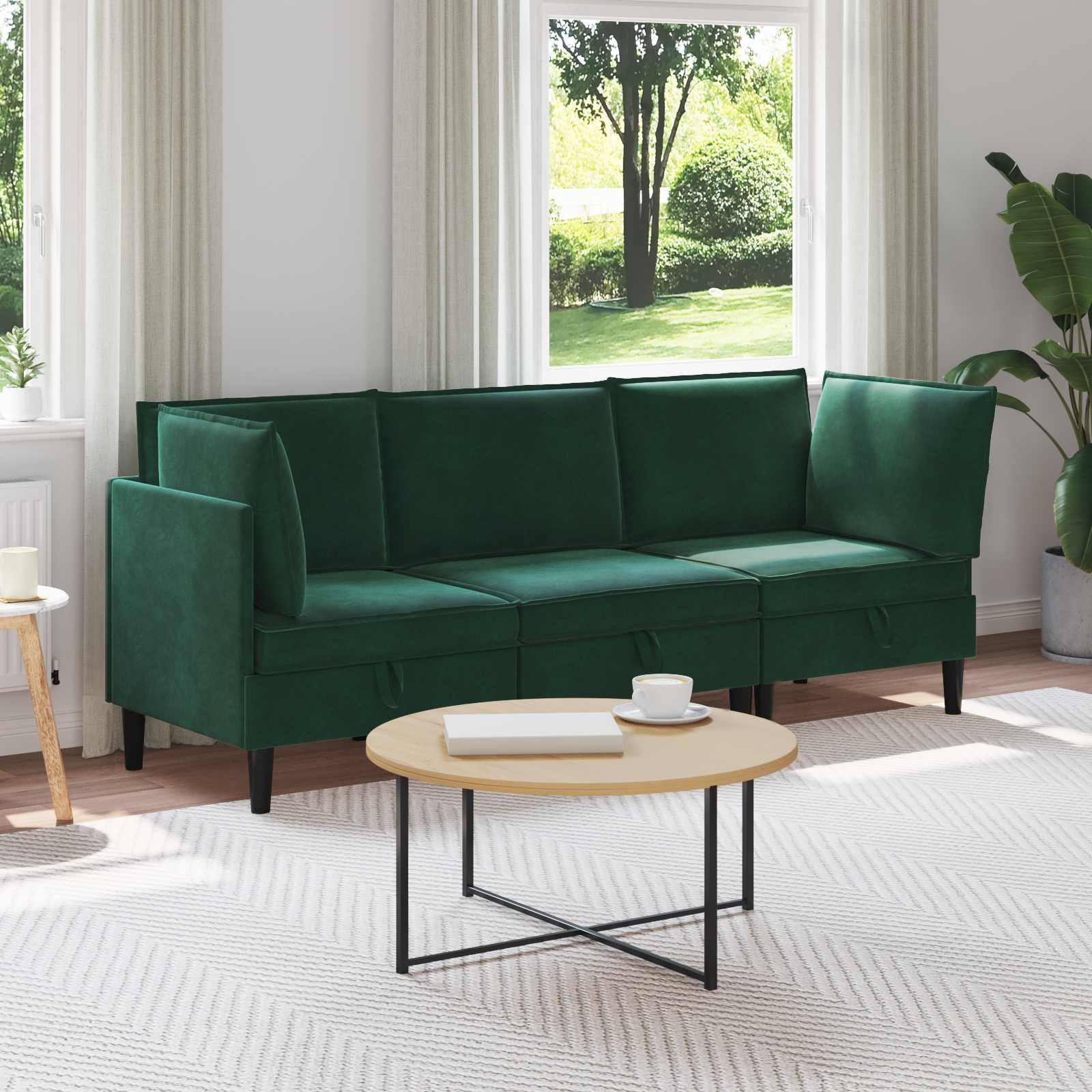 Conjunto de móveis de sala 3 peças Cinzento-escuro Veludo