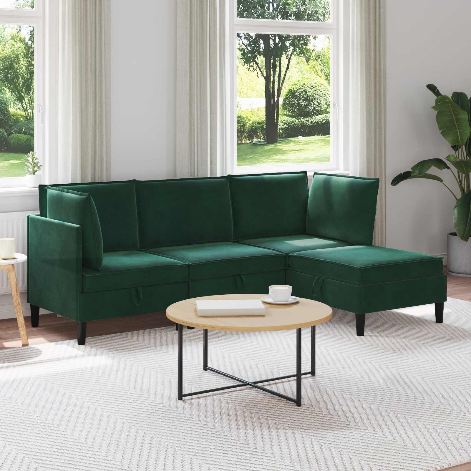 Conjunto de móveis de sala 3 peças Cinzento-escuro Veludo