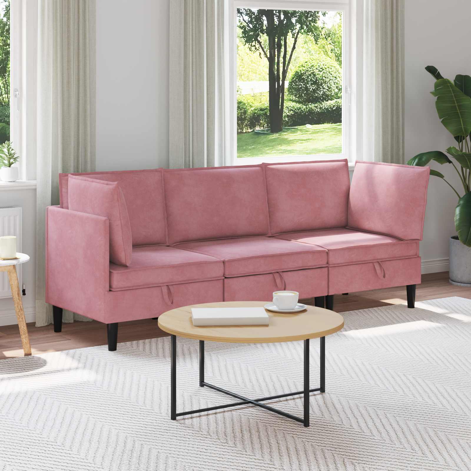 Conjunto de móveis de sala 3 peças Cinzento-escuro Veludo