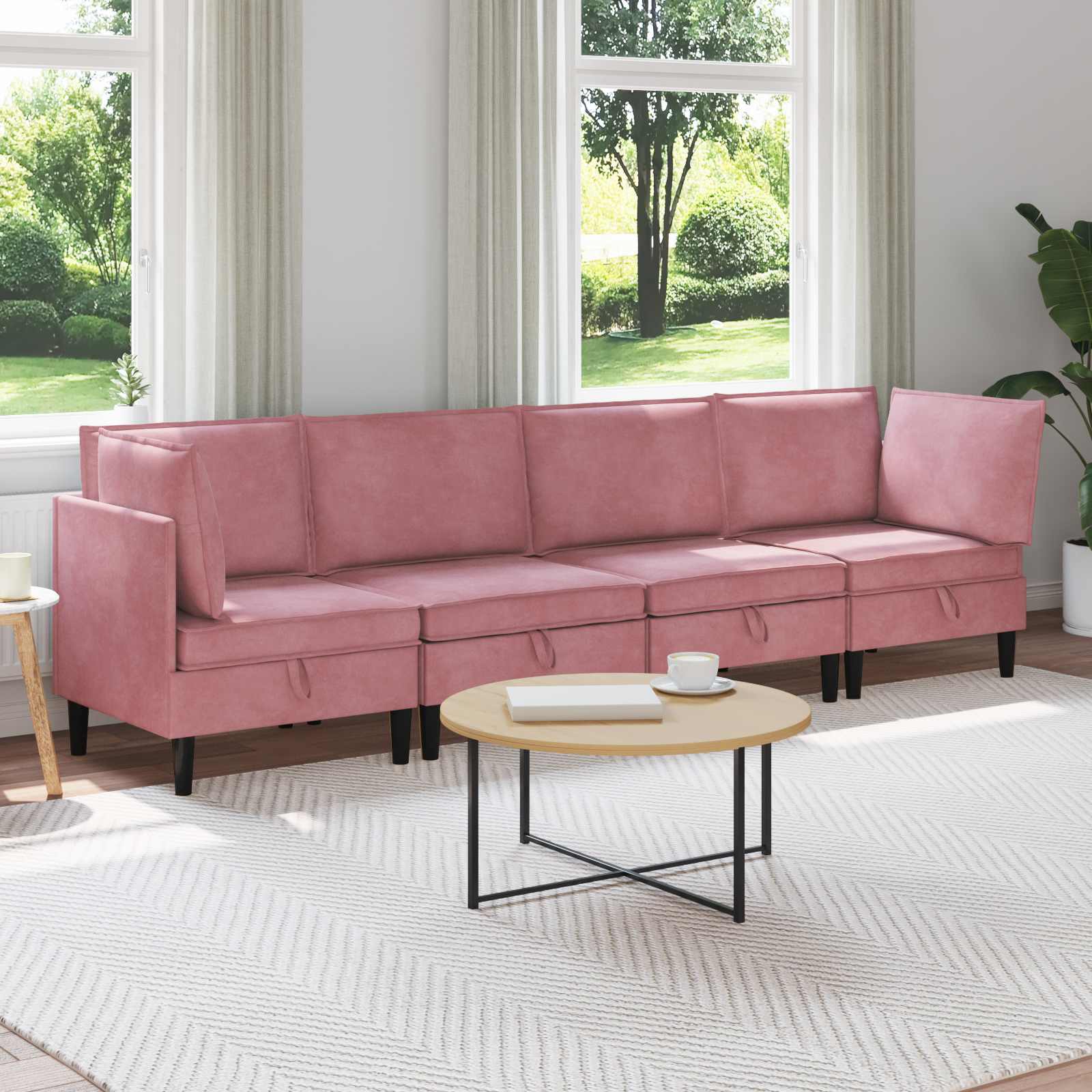 Conjunto de móveis de sala 3 peças Cinzento-escuro Veludo