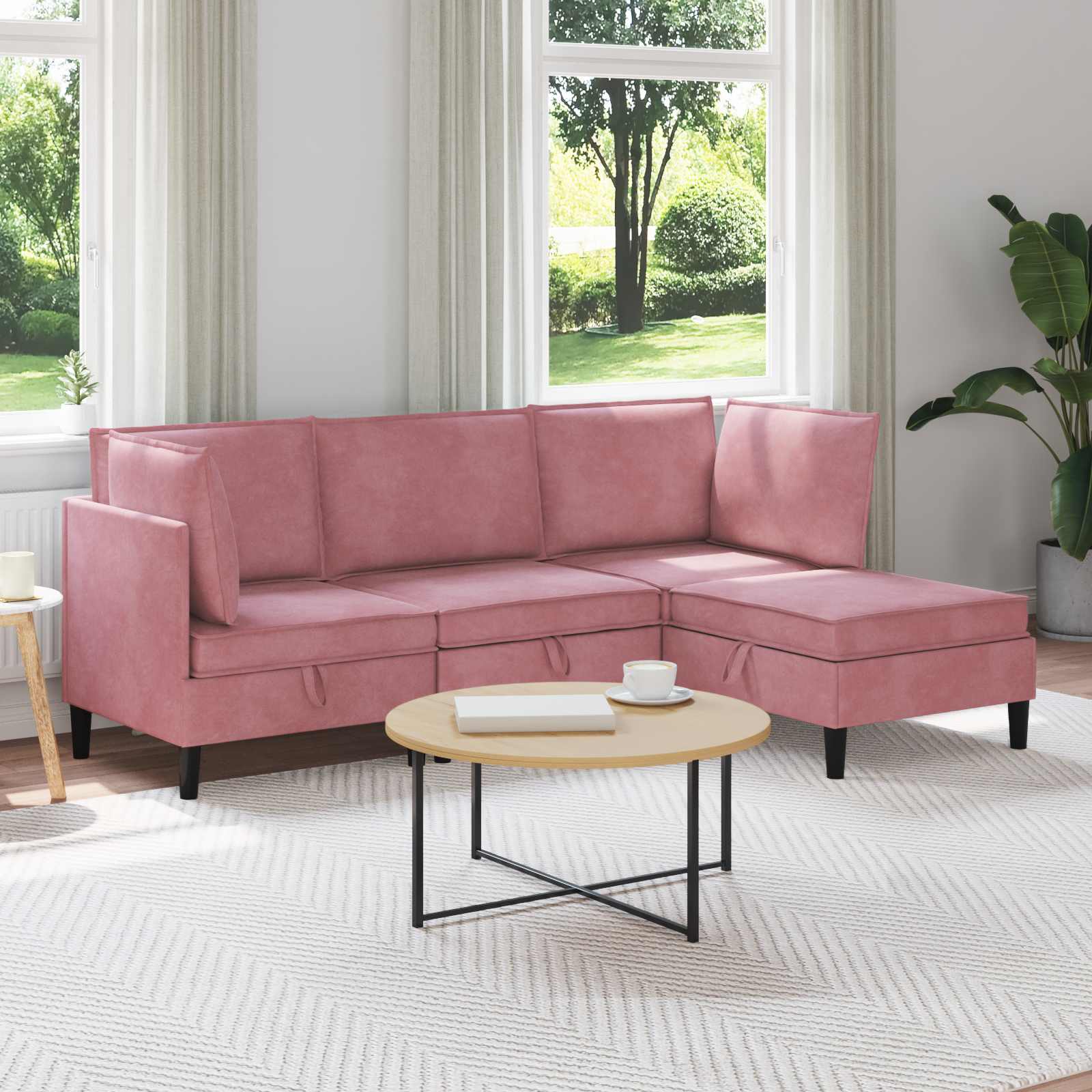 Conjunto de móveis de sala 3 peças Cinzento-escuro Veludo