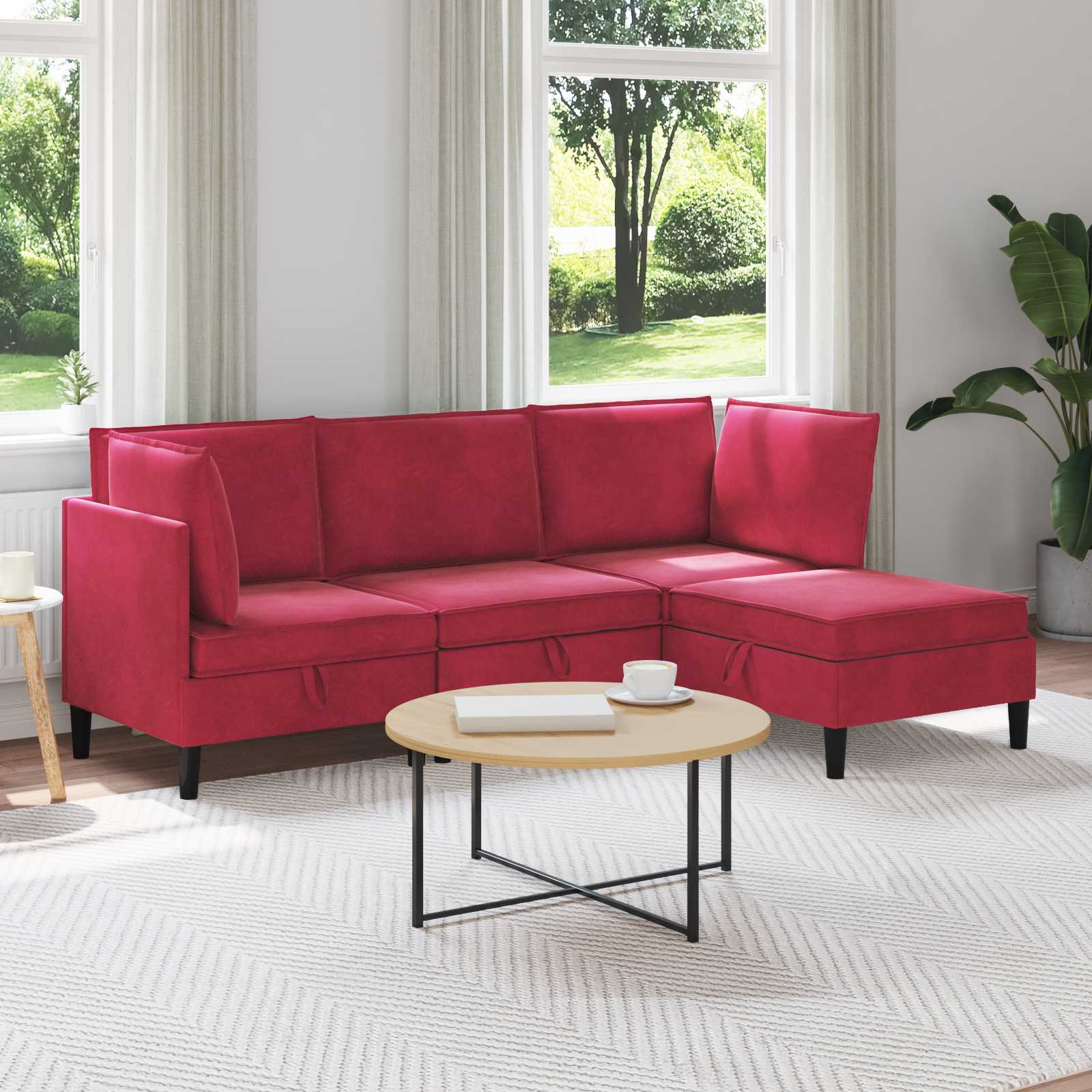 Conjunto de móveis de sala 3 peças Cinzento-escuro Veludo
