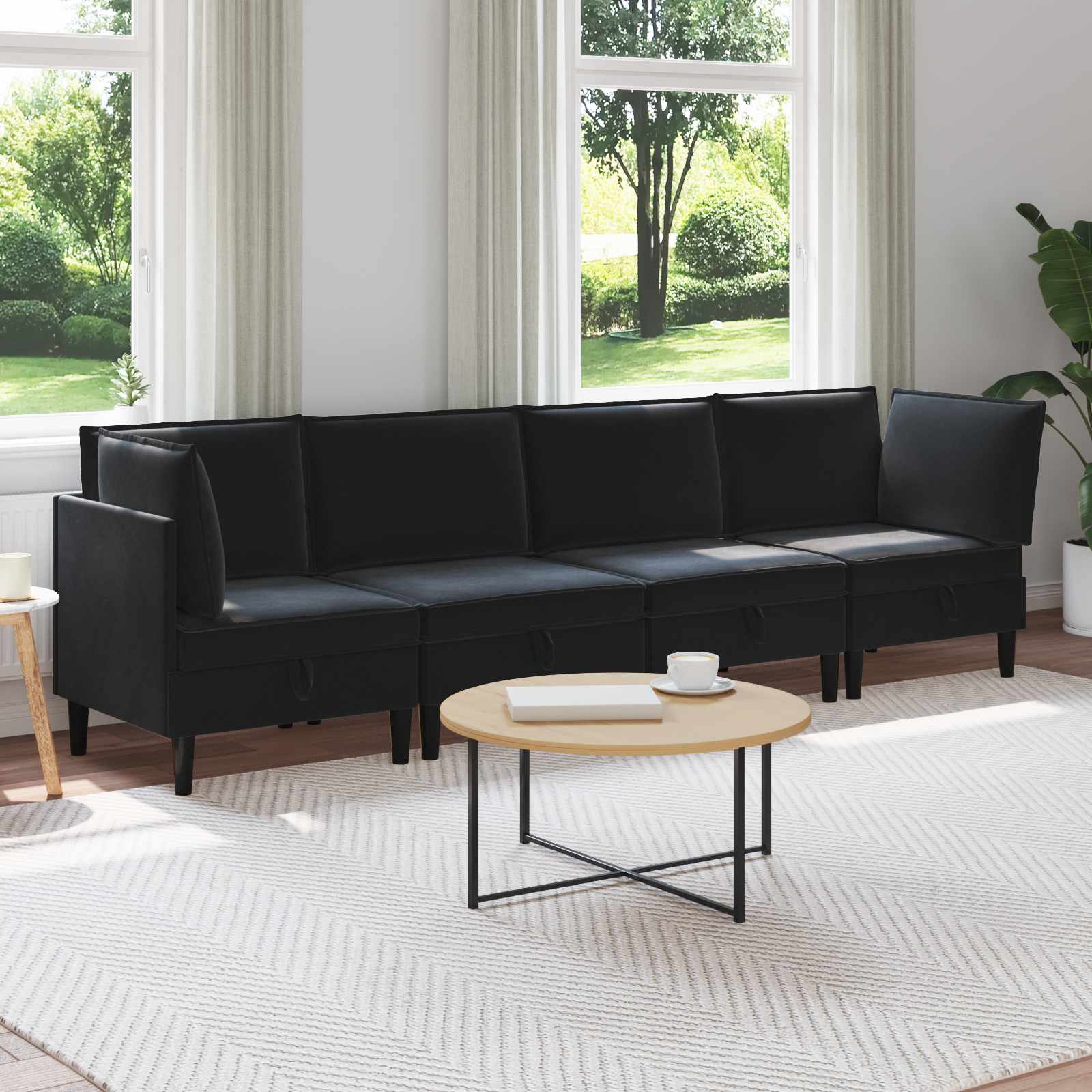 Conjunto de móveis de sala 3 peças Cinzento-escuro Veludo
