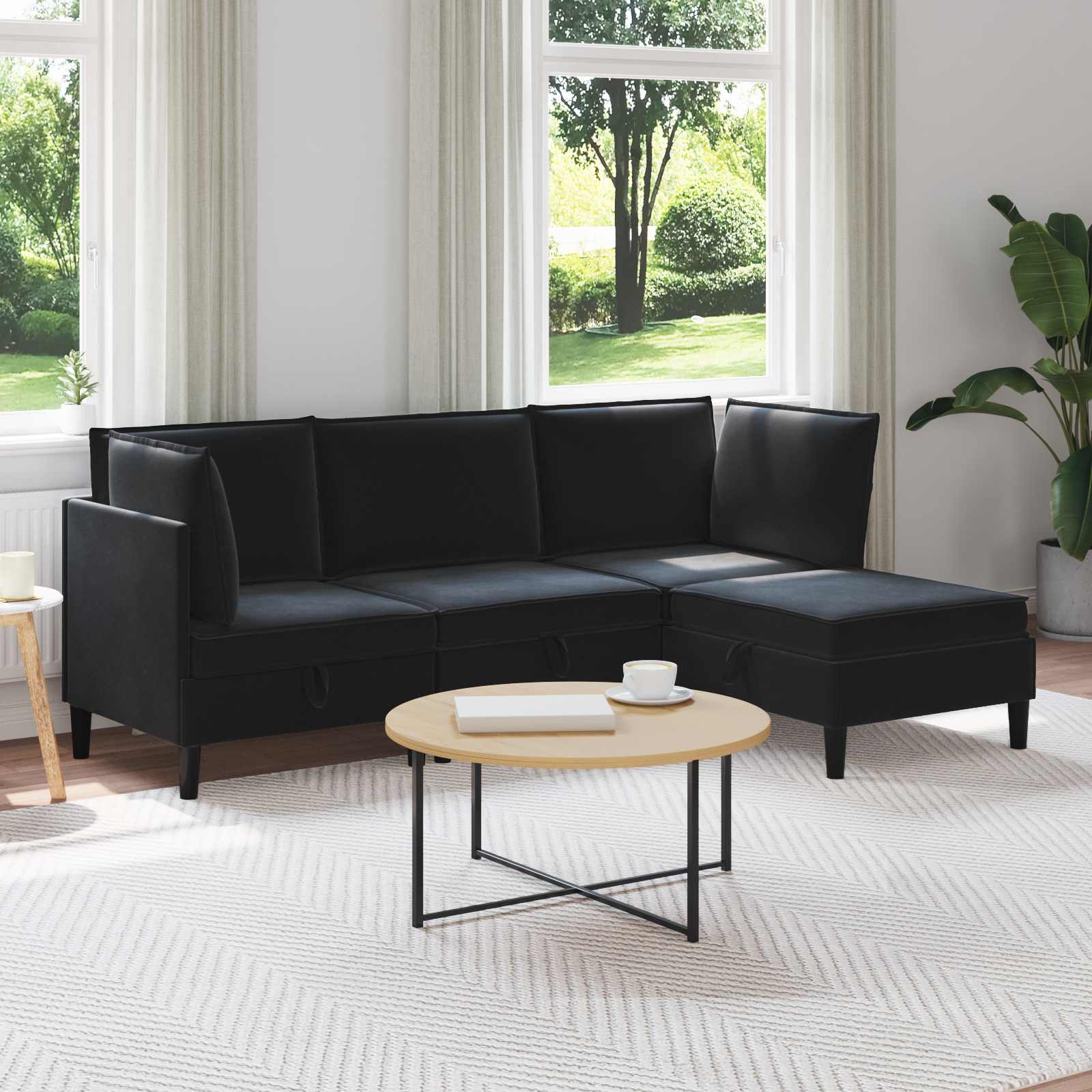 Conjunto de móveis de sala 3 peças Cinzento-escuro Veludo