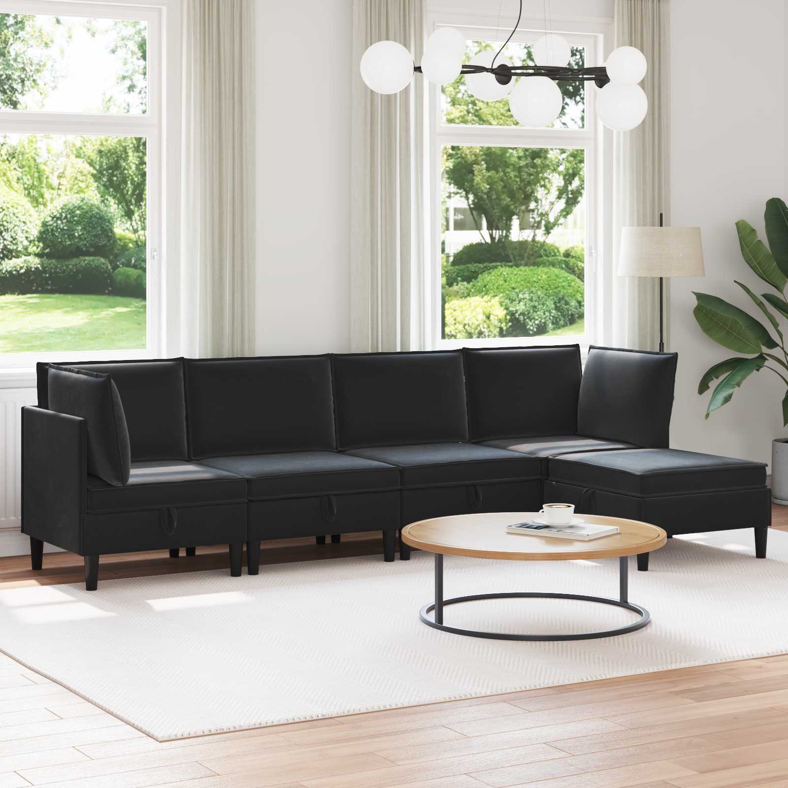 Conjunto de móveis de sala 3 peças Cinzento-escuro Veludo
