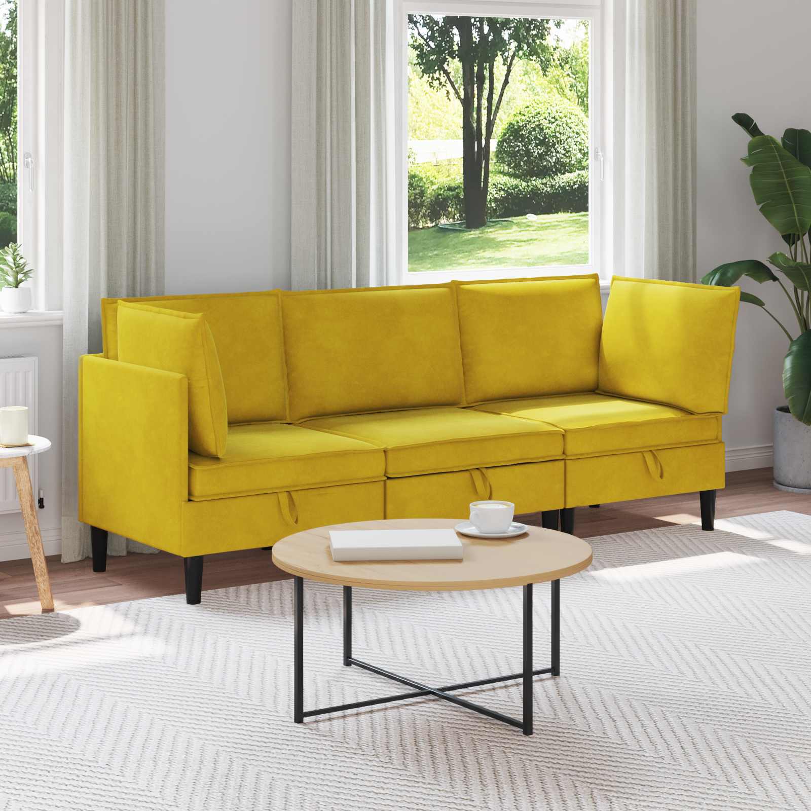 Conjunto de móveis de sala 3 peças Cinzento-escuro Veludo
